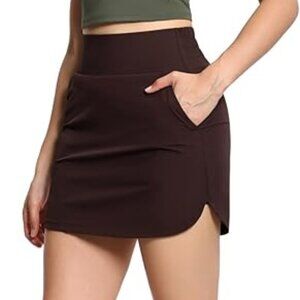 THE GYM PEOPLE Women's Golf Tennis Skort in Chocolate Brown